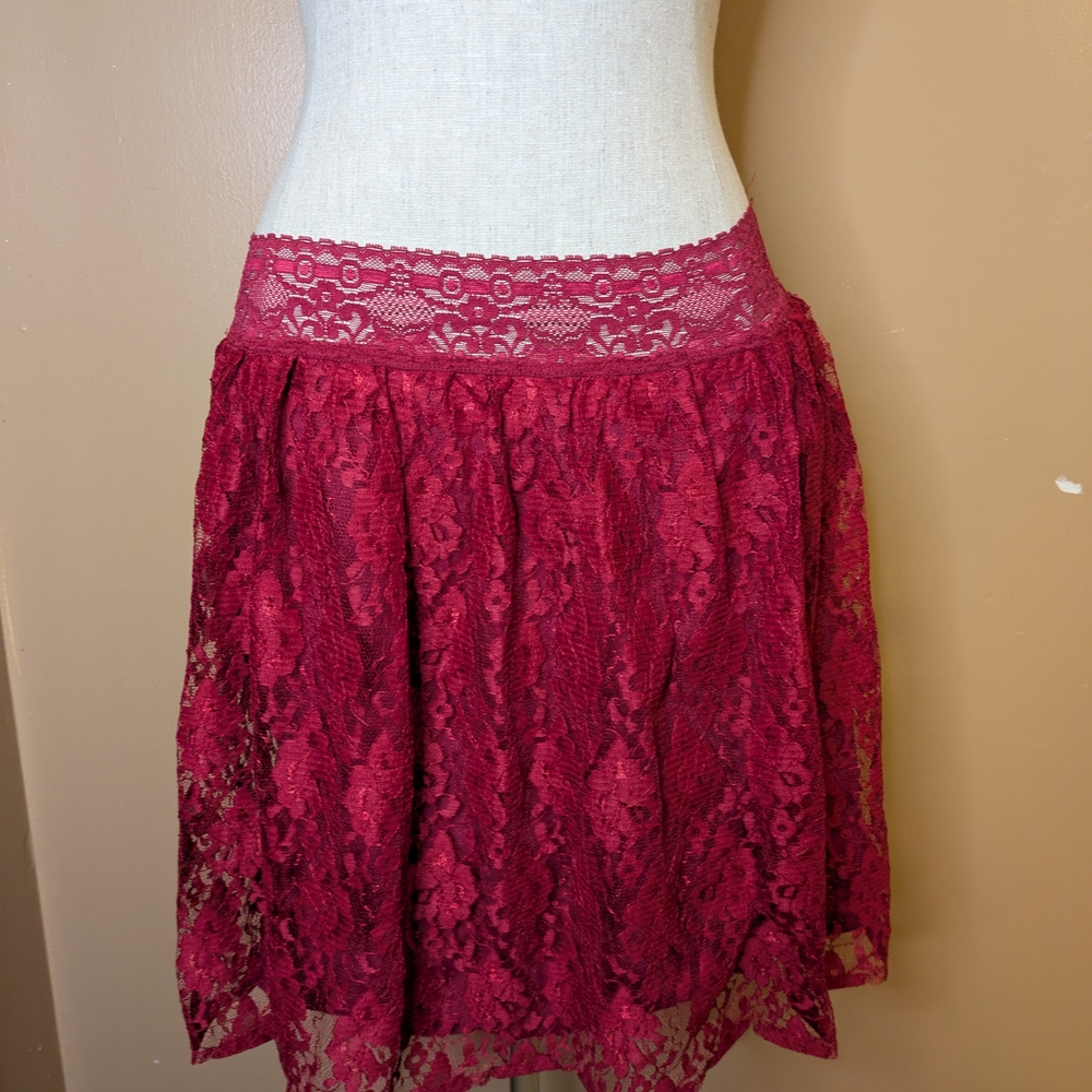 Elegant Lace Skirt in Red